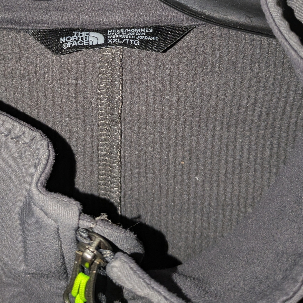 The North Face Men's Shellrock Fleece Lined Charcoal Jacket with Neon Green - Picture 3 of 3